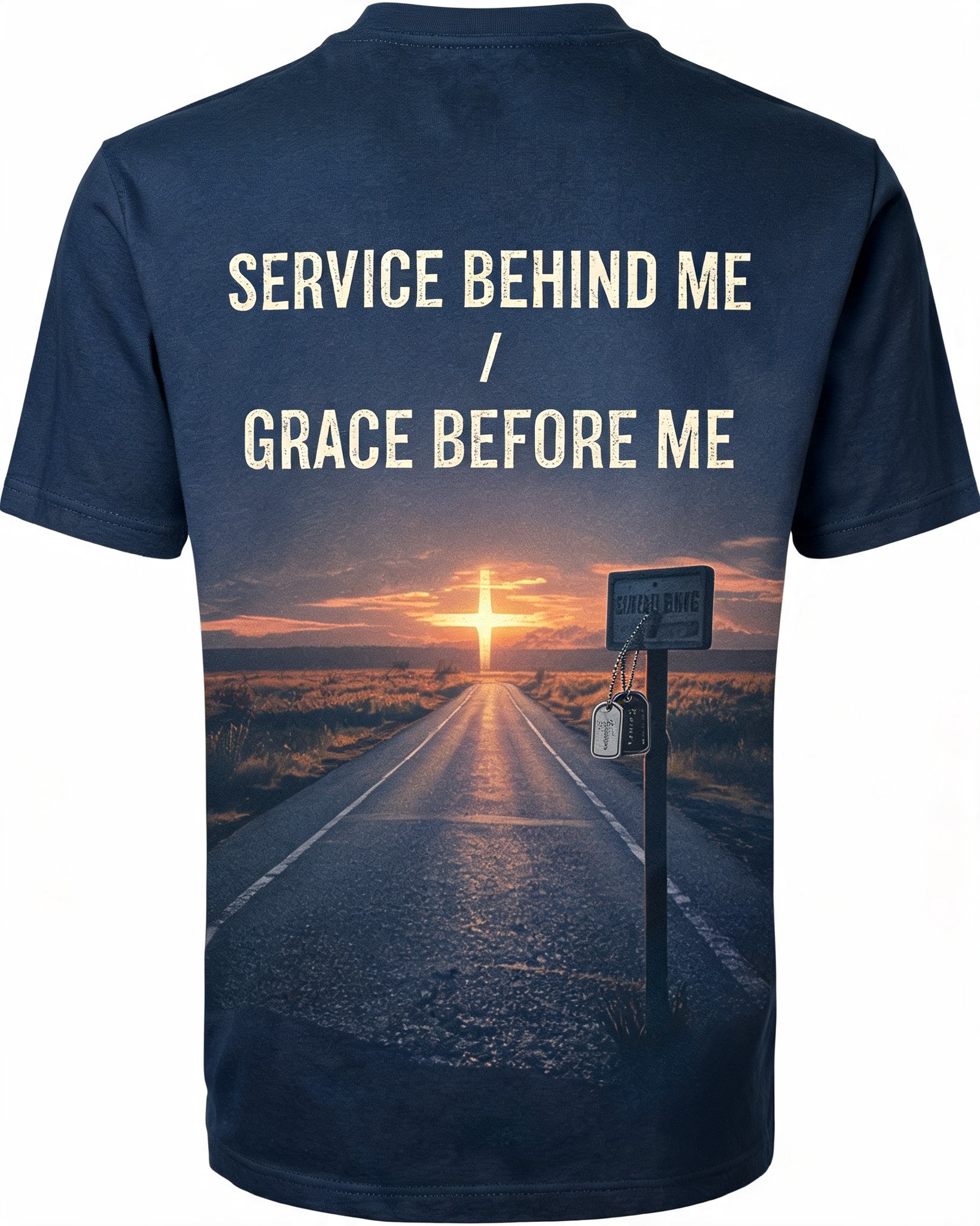 Christian Veteran Shirt Service Behind Grace Before AOP T-shirt