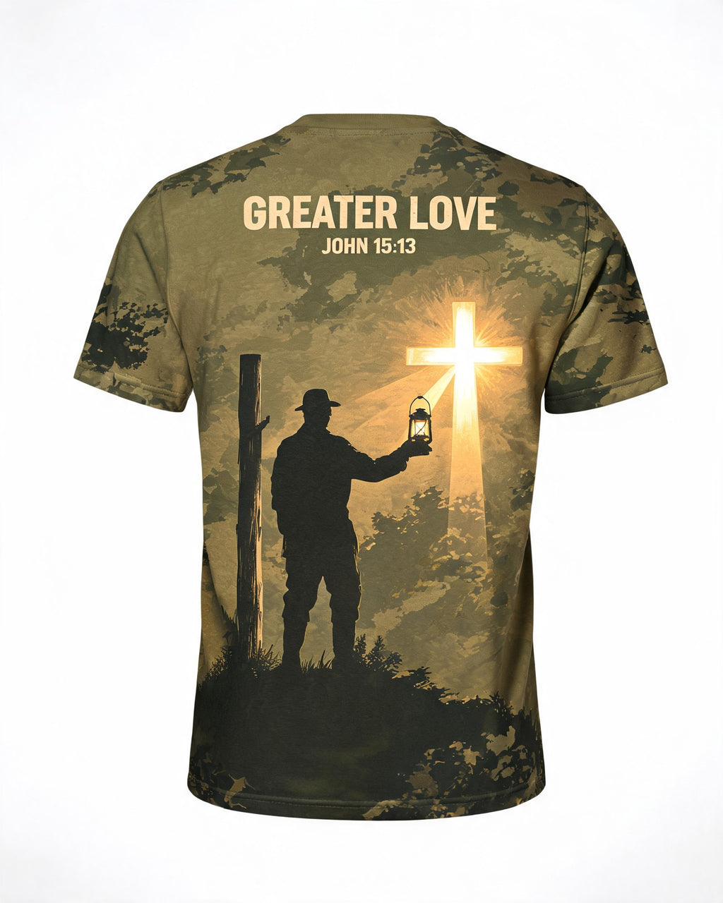 Christian Veteran Shirt Greater Love Watchman AOP T-shirt