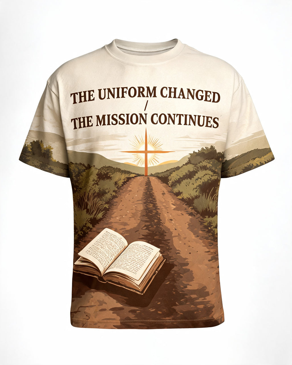 Christian Veteran Gift Shirt Uniform Changed Mission Continues AOP T-shirt