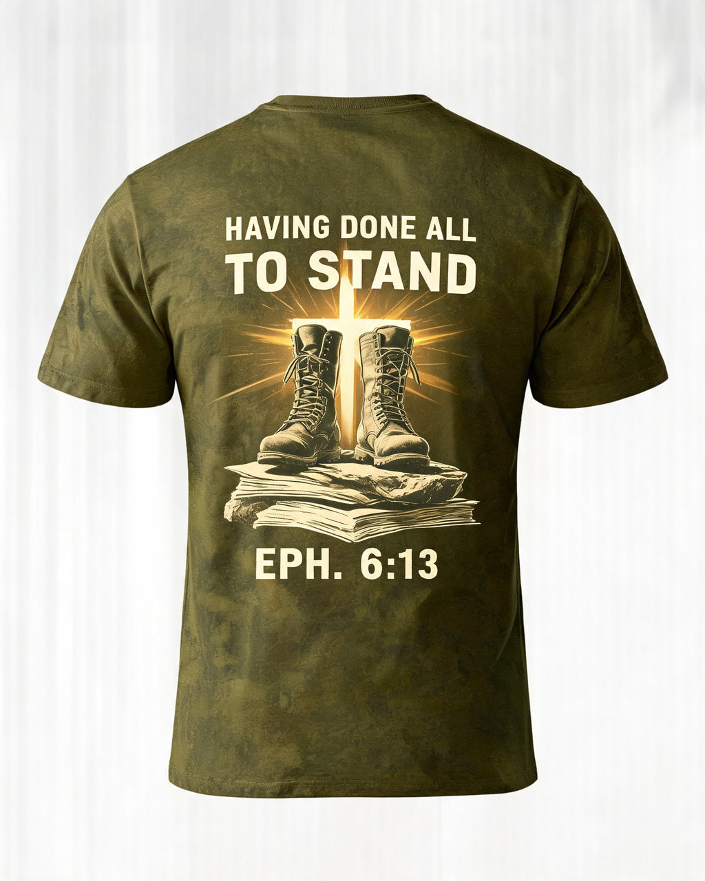 Christian Veteran Shirt Having Done All To Stand AOP T-shirt