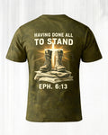 Christian Veteran Shirt Having Done All To Stand AOP T-shirt