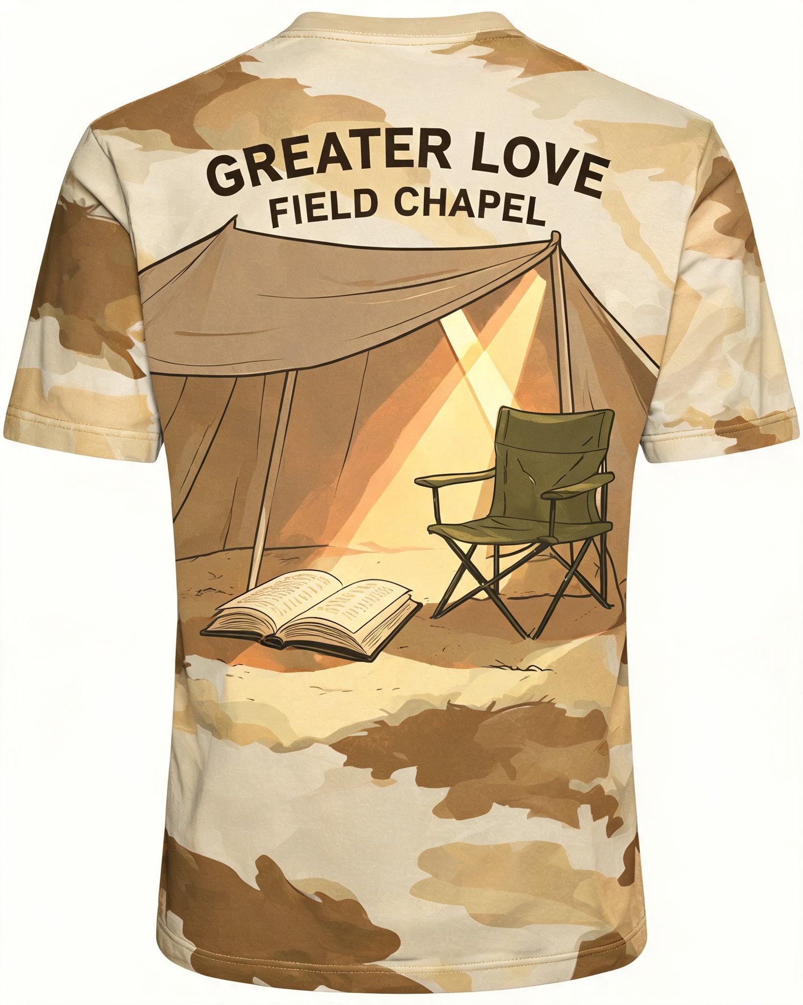 Christian Veteran Shirt Greater Love Field Chapel AOP T-shirt