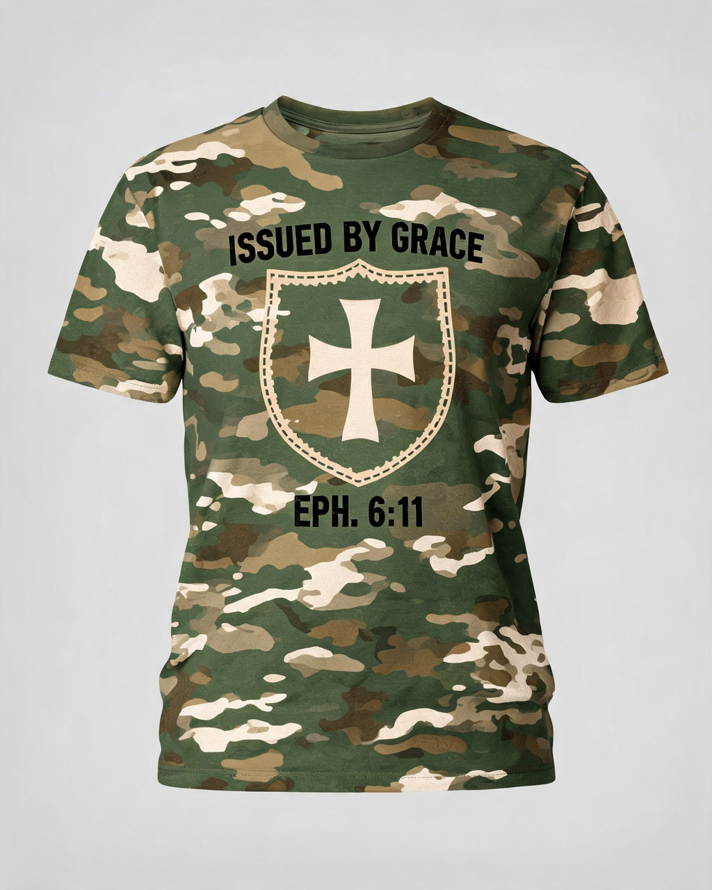 Christian Shirt Camo Armor Issued By Grace AOP T-shirt