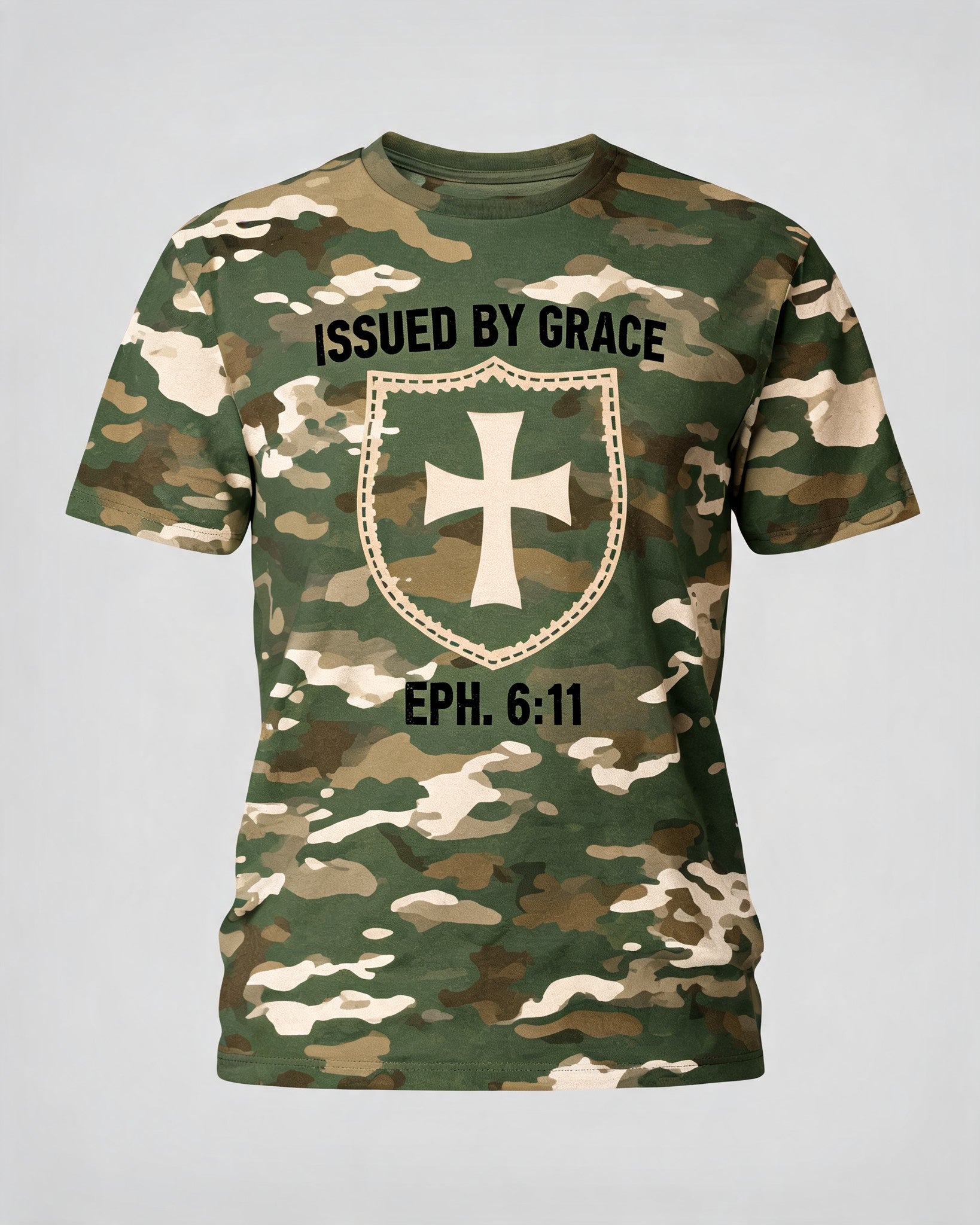 Christian Shirt Camo Armor Issued By Grace AOP T-shirt
