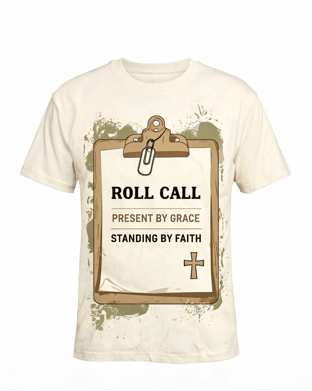 Mens Christian Shirts Funny Veteran Church Roll Call AOP T-shirt