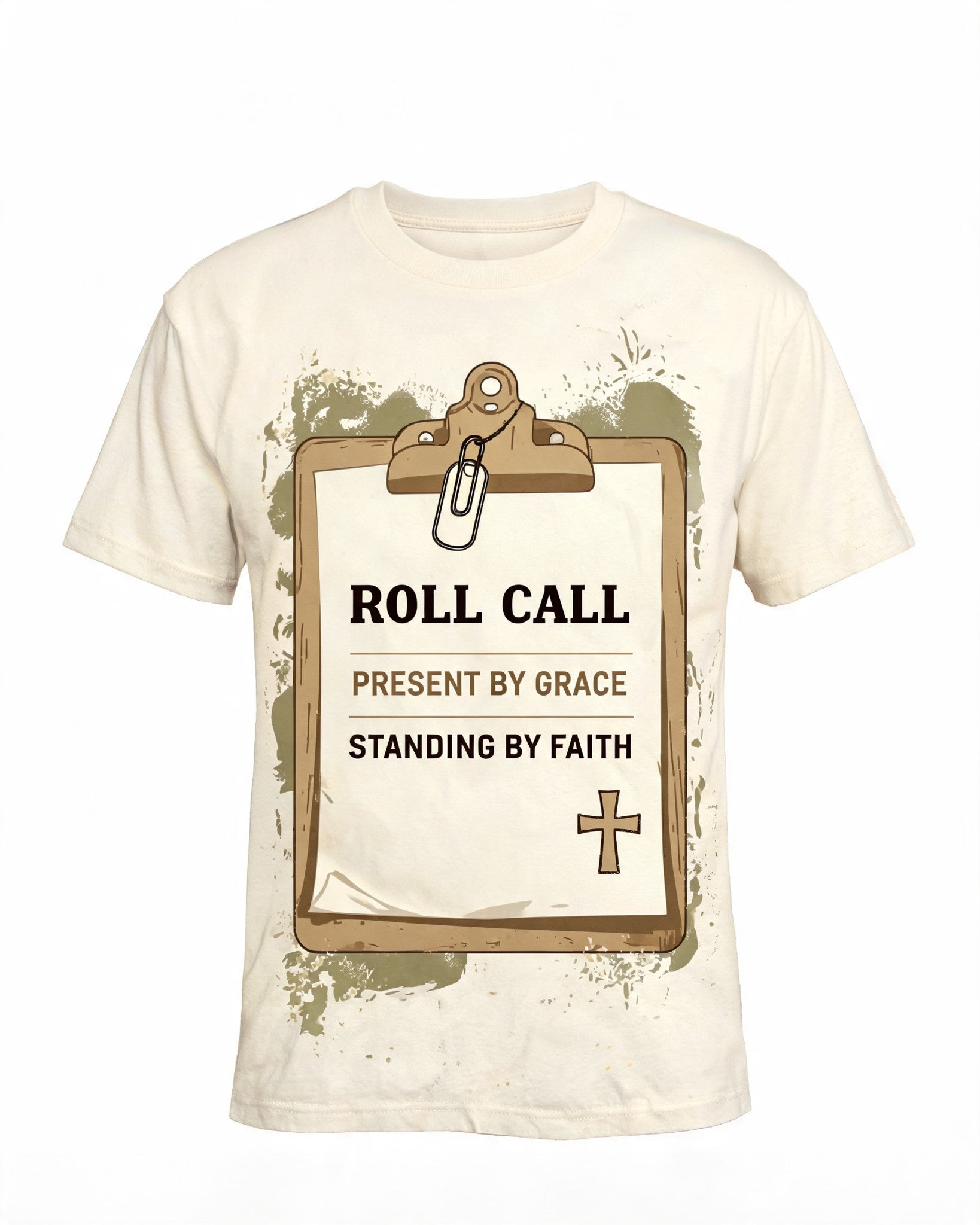 Mens Christian Shirts Funny Veteran Church Roll Call AOP T-shirt