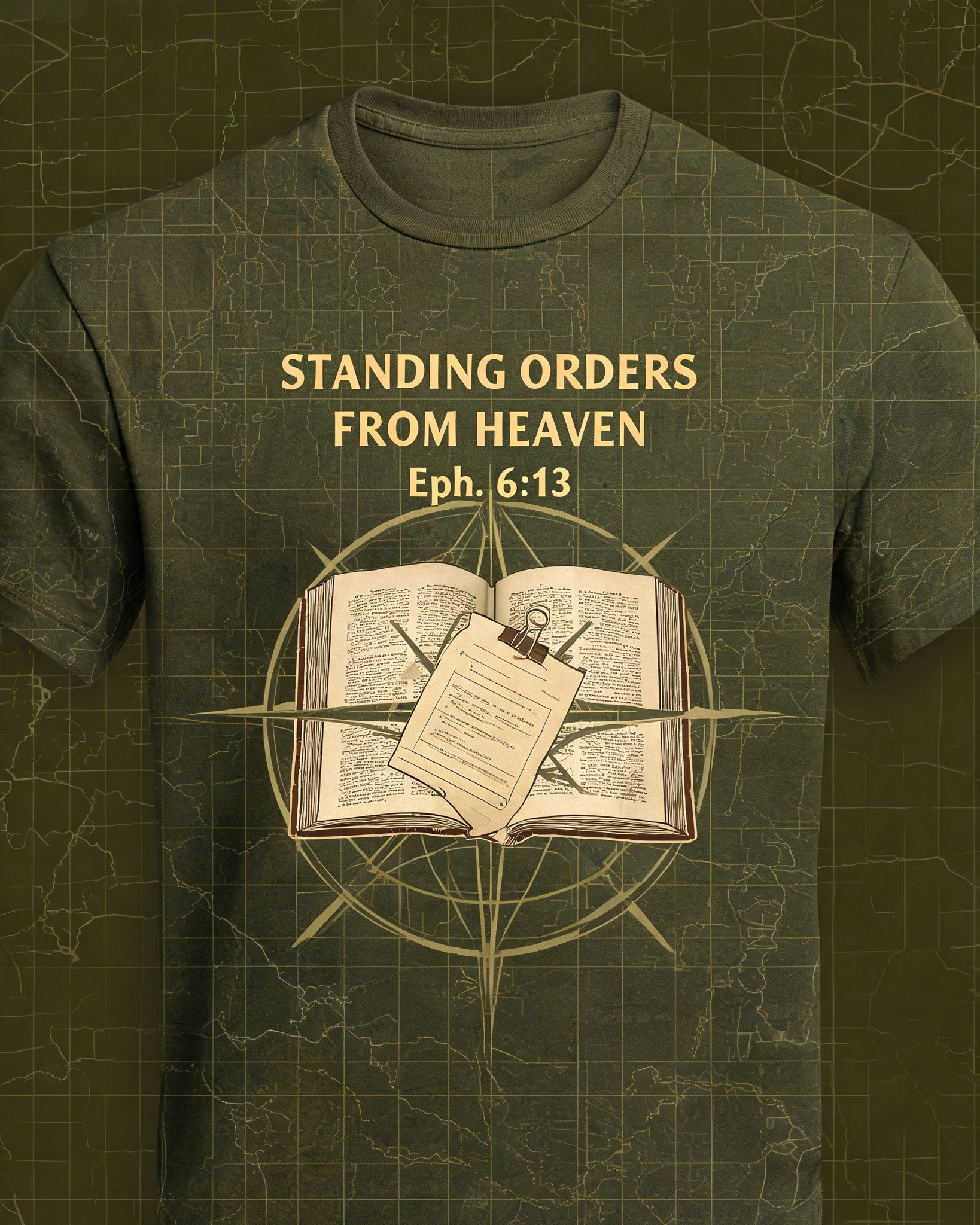 Christian Veteran Shirt Standing Orders From Heaven Short-sleeve AOP T-shirt