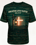 Christian Veteran Shirt Greater Love Watch Short-sleeve AOP T-shirt