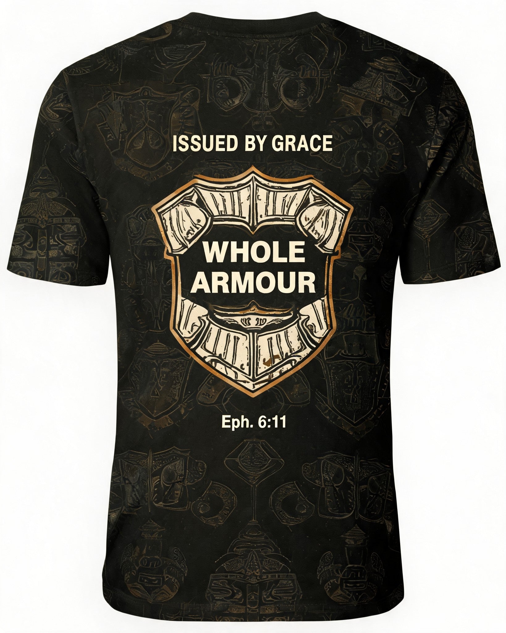 Christian Veteran Shirt Whole Armour Issued By Grace Short-sleeve AOP T-shirt