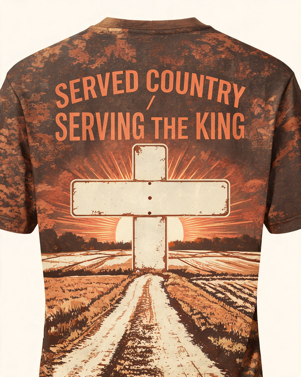Christian Veteran Gift For Men Served Country Serving The King Short-sleeve AOP T-shirt