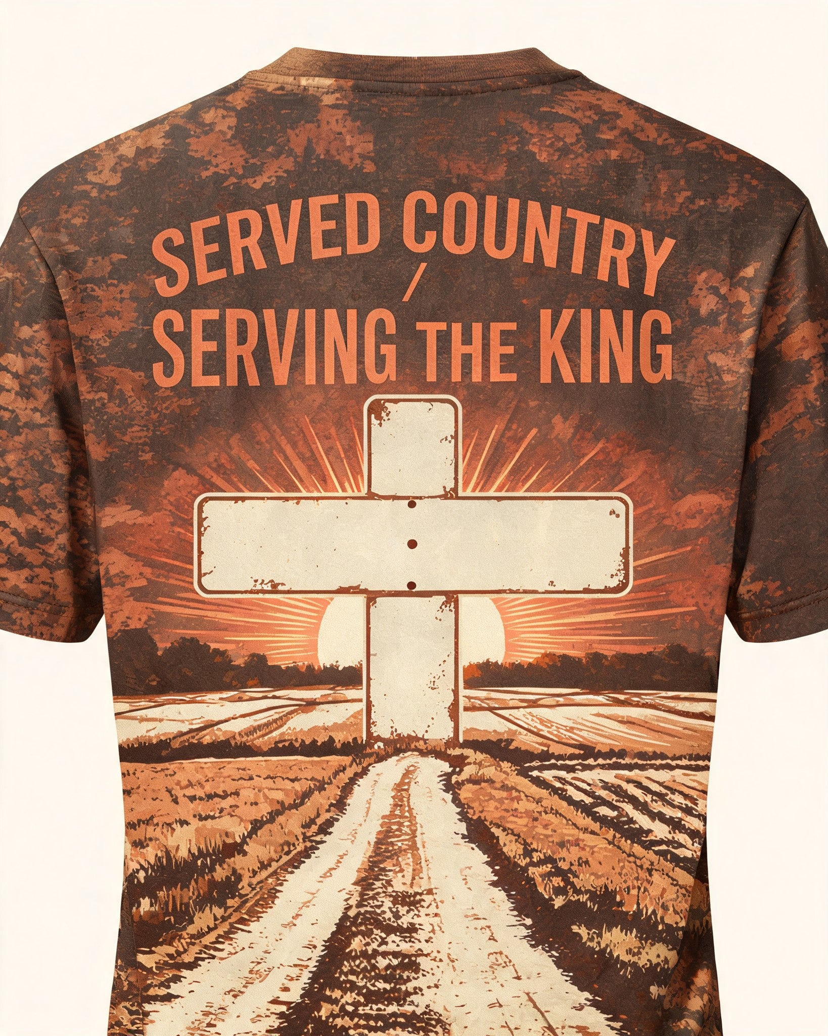 Christian Veteran Gift For Men Served Country Serving The King Short-sleeve AOP T-shirt