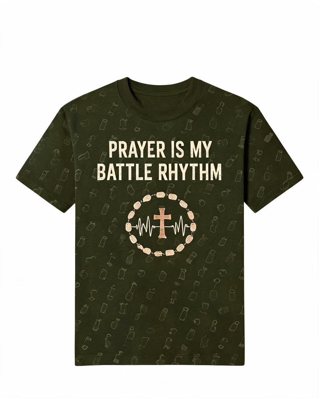 Christian Veteran Shirt Prayer Is My Battle Rhythm Short-sleeve AOP T-shirt