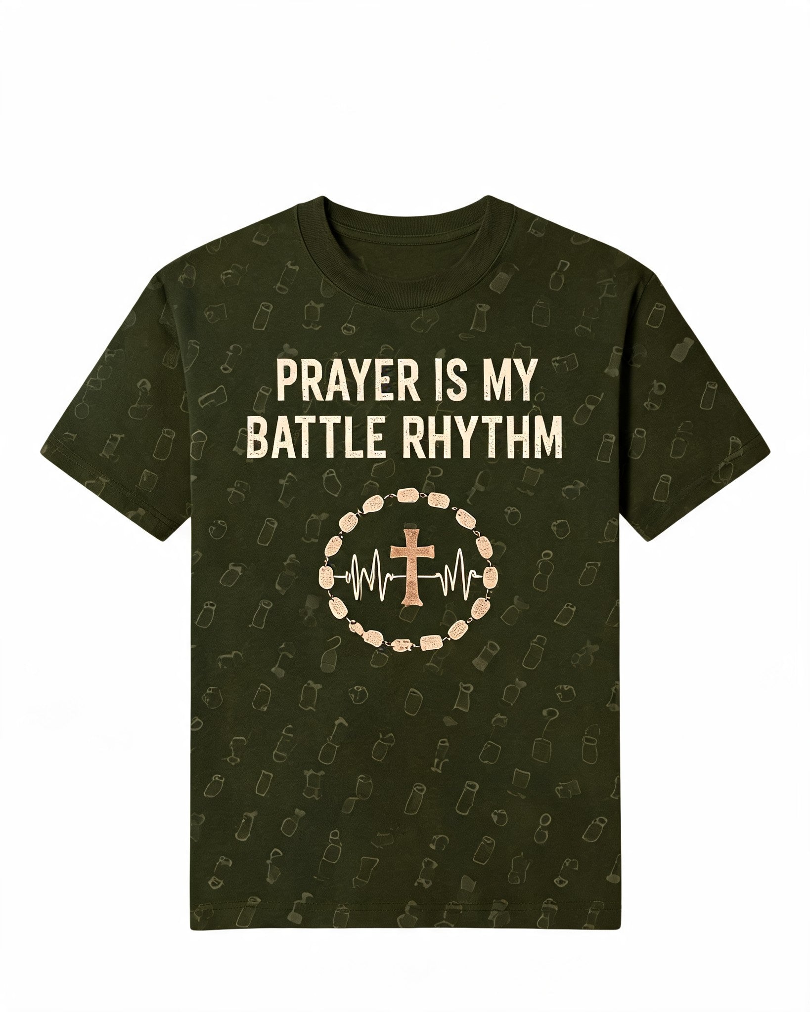 Christian Veteran Shirt Prayer Is My Battle Rhythm Short-sleeve AOP T-shirt