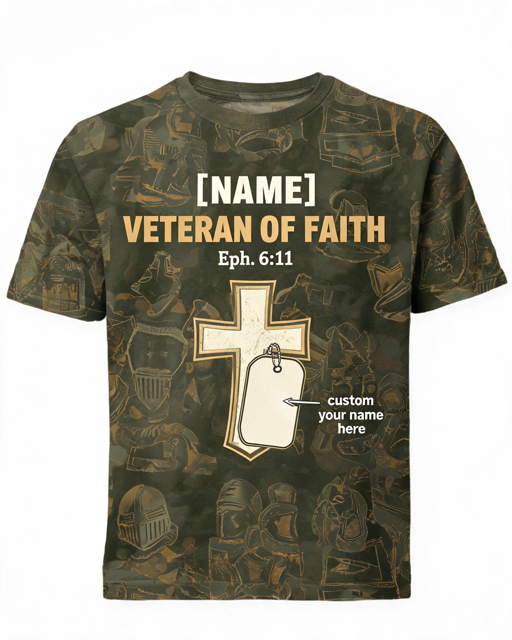 Christian Gift Custom Veteran Of Faith Short-sleeve AOP T-shirt