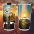I Find My Peace Where Faith Meets Moutains Personalized Stainless Steel Tumbler, Custom Name