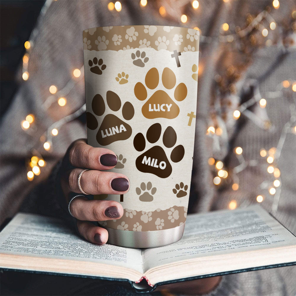 God Knew My Heart Needed Love So He Sent Me My Cat Personalized Stainless Steel Tumbler, Custom Name