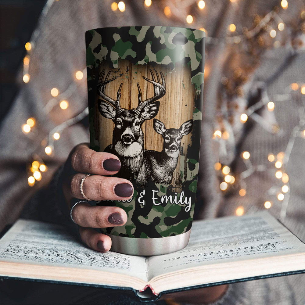 Hunting Together Praying Together Personalized Stainless Steel Tumbler, Custom Couple Name