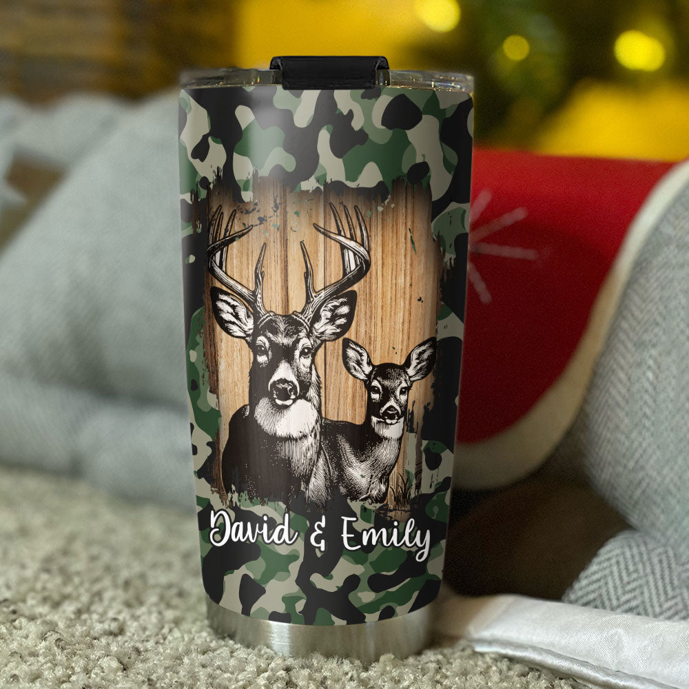 Hunting Together Praying Together Personalized Stainless Steel Tumbler, Custom Couple Name
