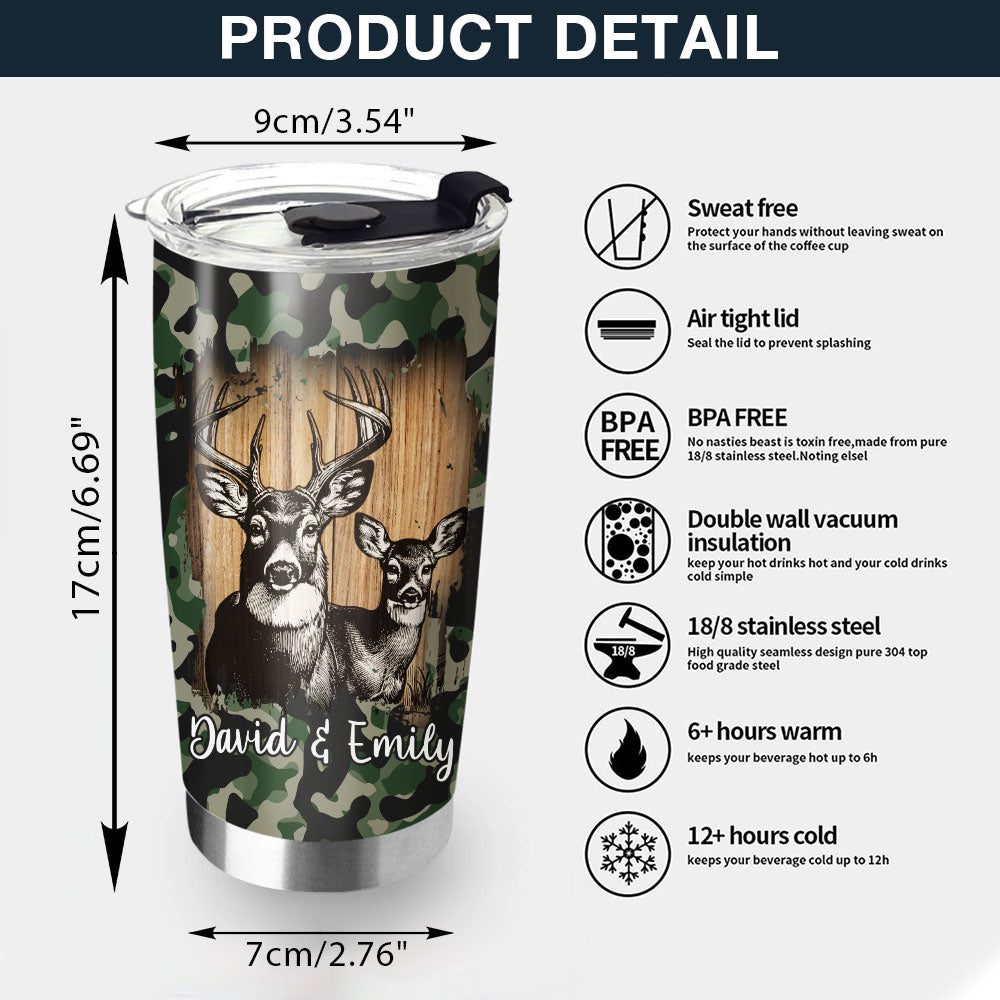 Hunting Together Praying Together Personalized Stainless Steel Tumbler, Custom Couple Name