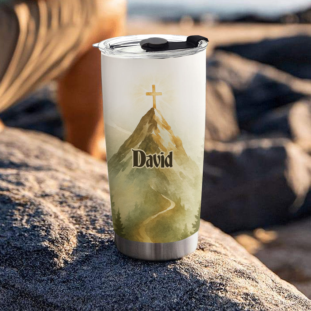 I Walk With God Through Every Climb Personalized Stainless Steel Tumbler, Custom Name