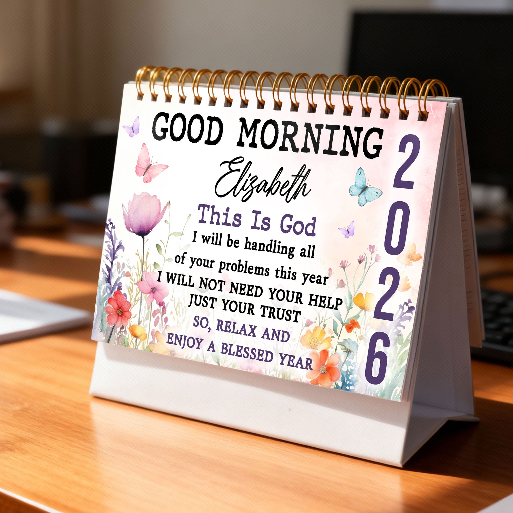 Good Morning This Is God Personalized 2026 Desk Calendar, Custom Name