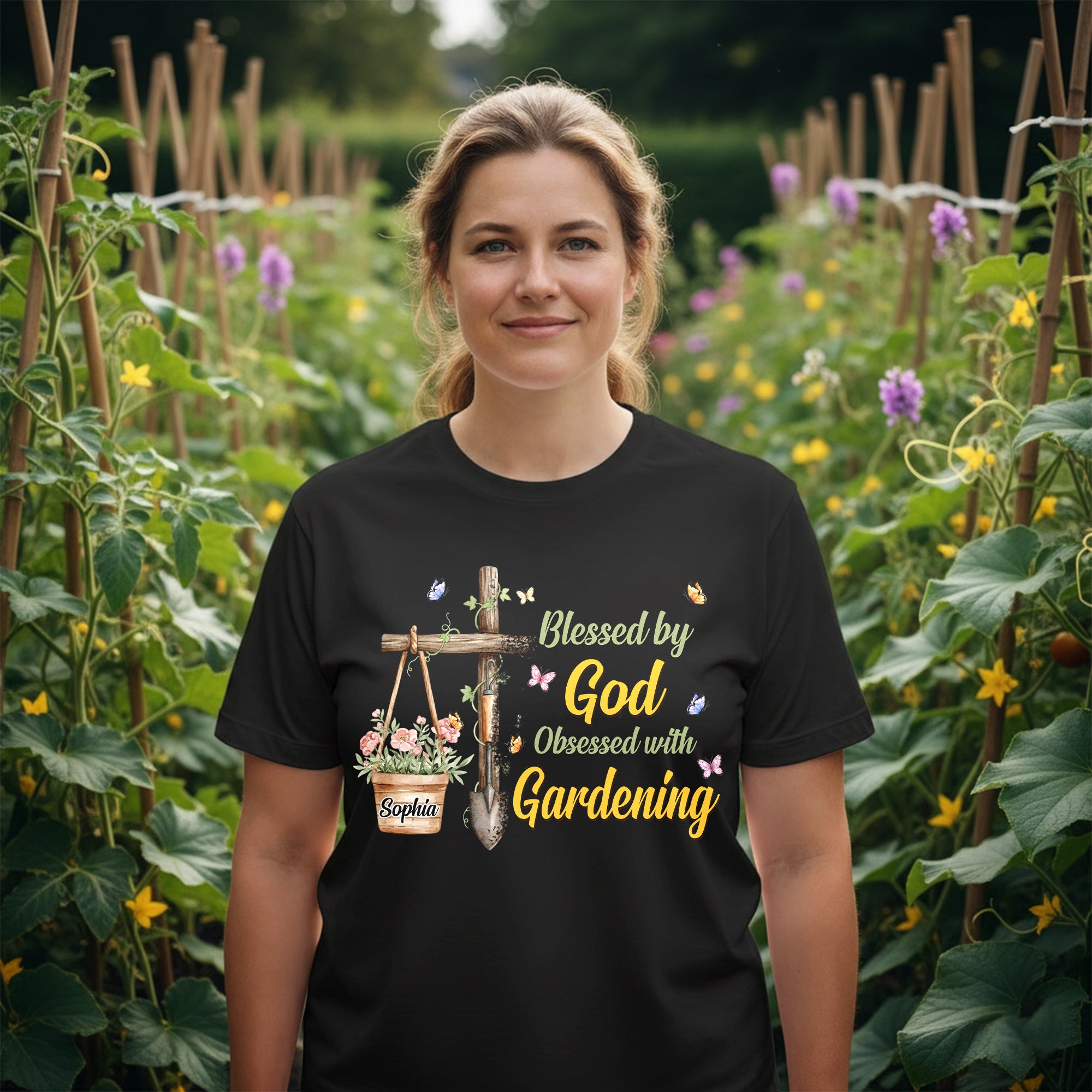 Blessed By God Obsessed With Gardening T-Shirt