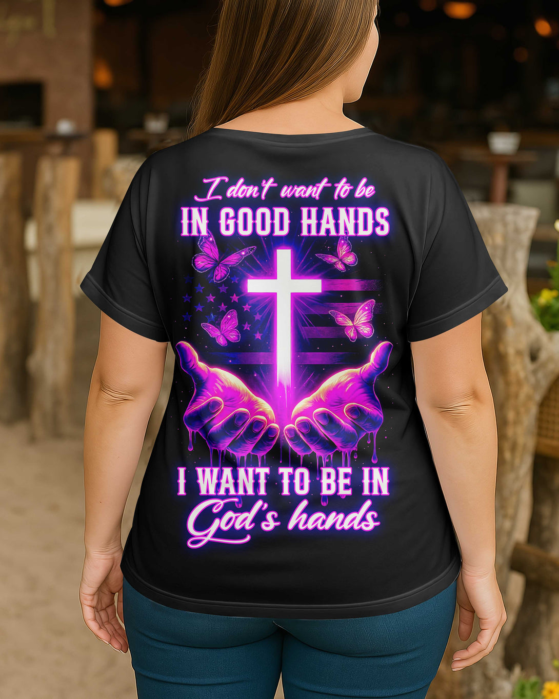 I Want To Be In God’s Hands All Over Print All Over Print V-neck Dolman Sleeves Shirt