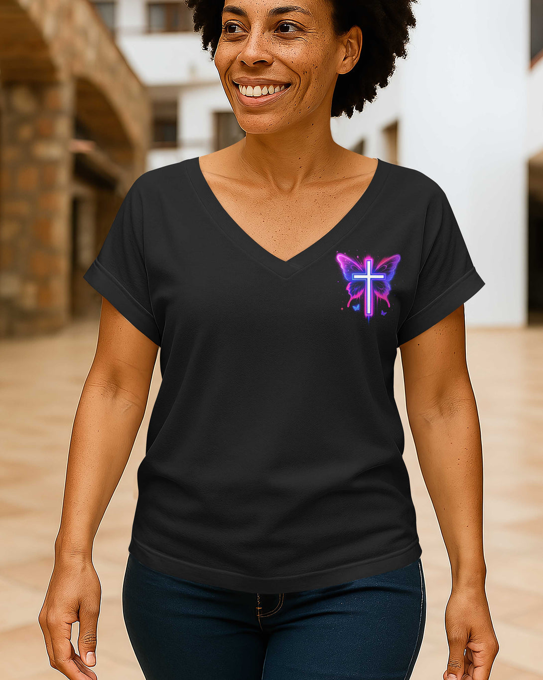 I Want To Be In God’s Hands All Over Print All Over Print V-neck Dolman Sleeves Shirt