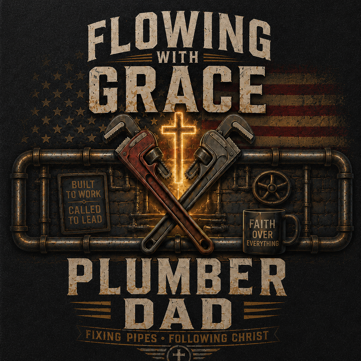 Flowing With Grace Plumber Dad T-Shirt