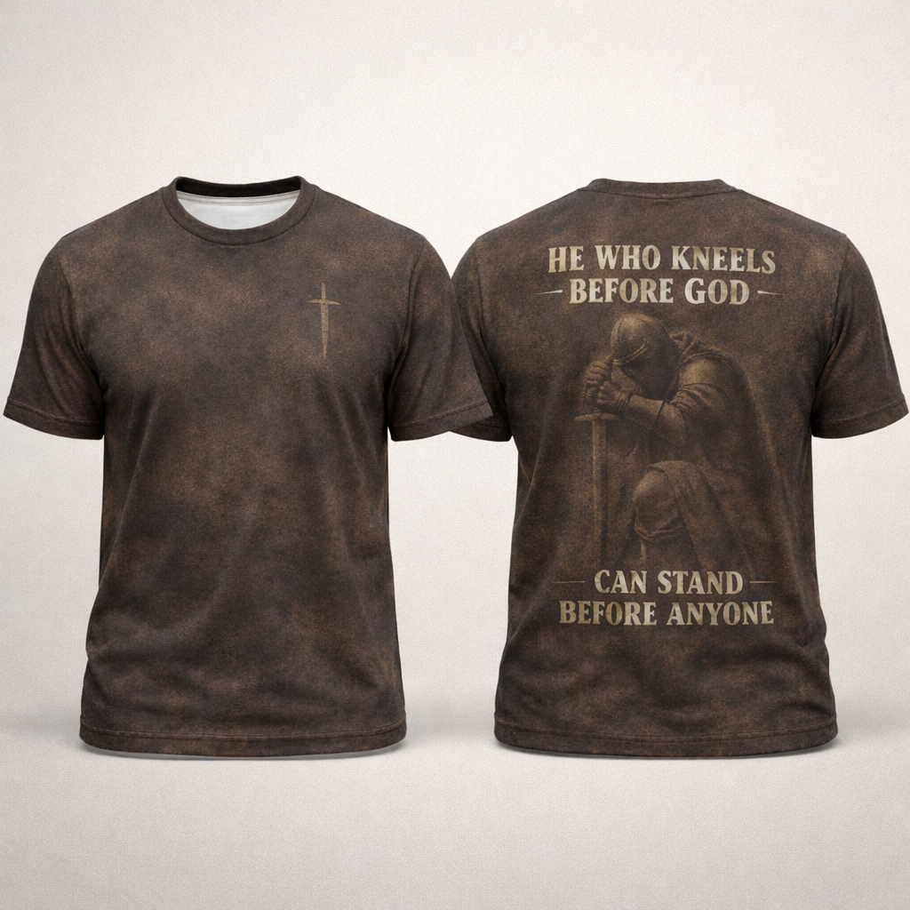He Who Kneels Before God Can Stand Before Anyone T-Shirt