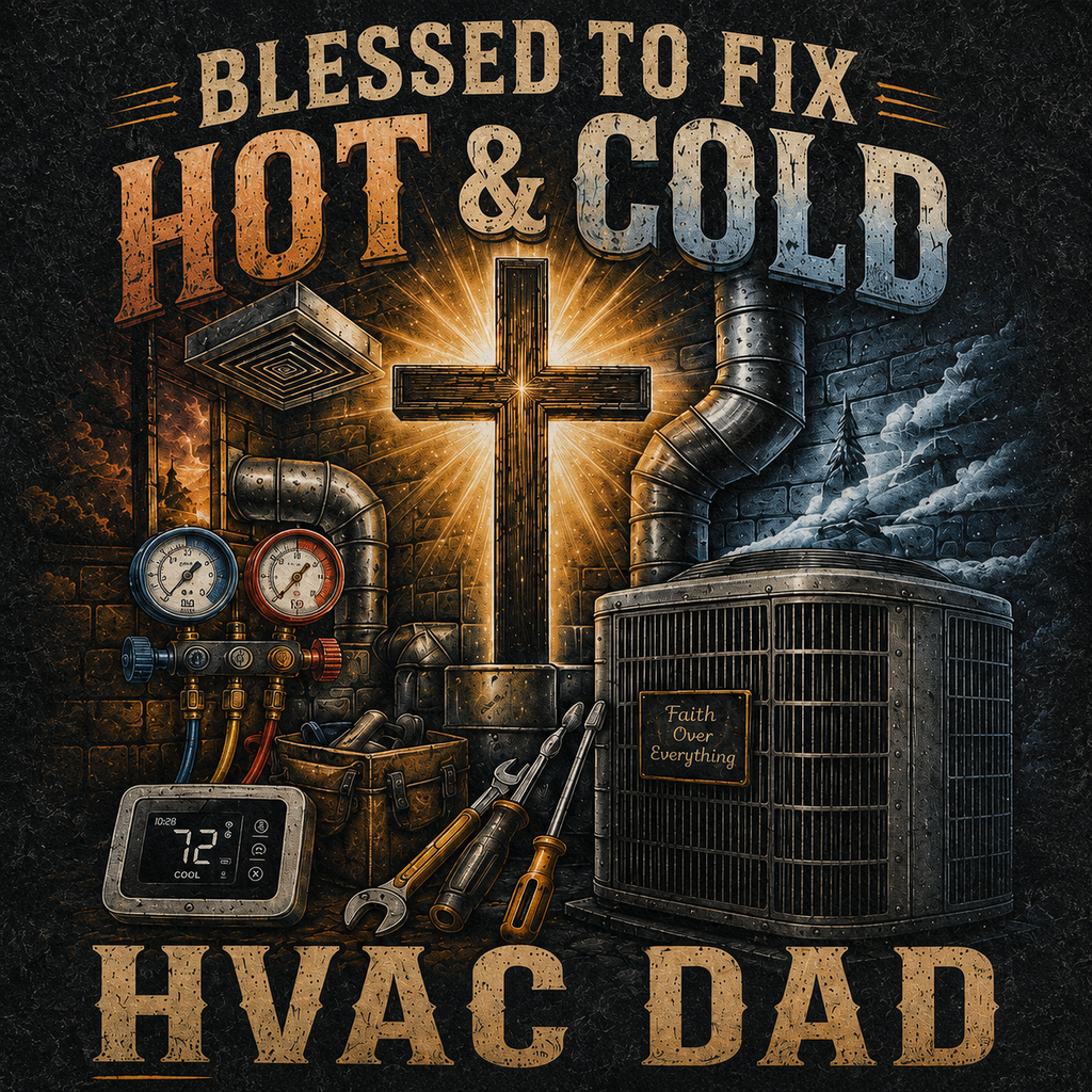 Blessted To Fix Hot & Cold HVAC Dad T-Shirt