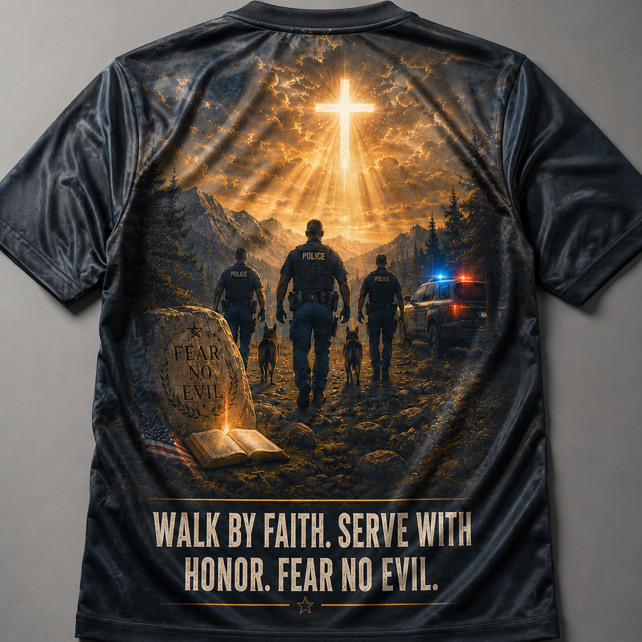 Walk By Faith. Serve With Honor. Fear No Evil T-Shirt