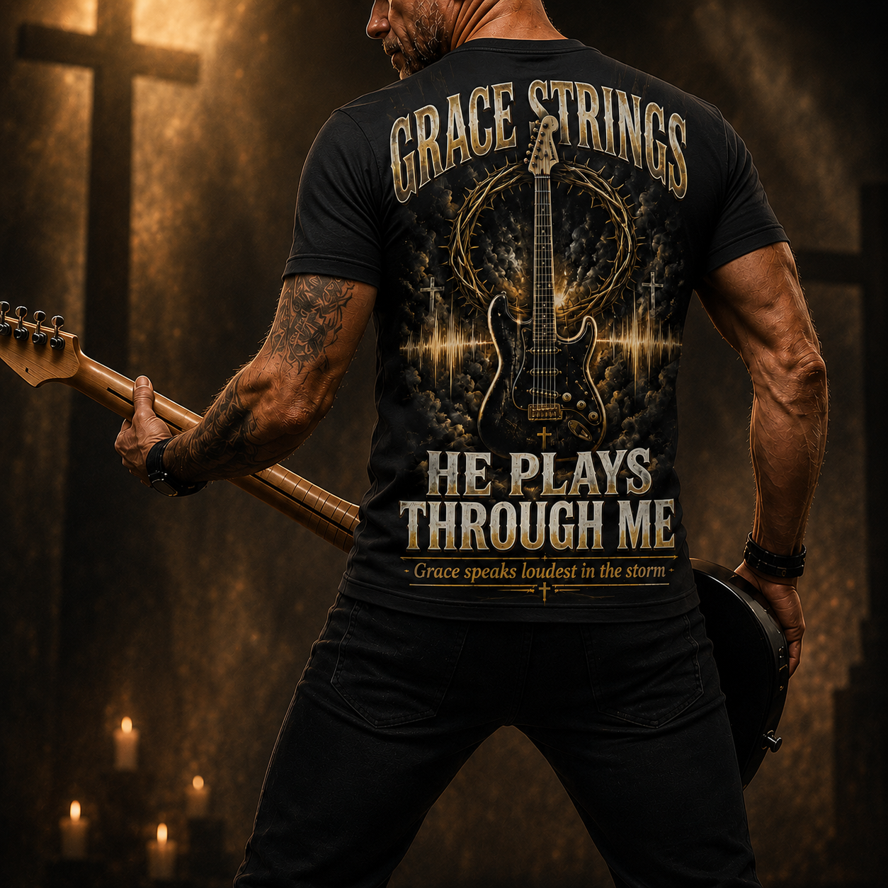 Grace Strings He Plays Through Me T-Shirt