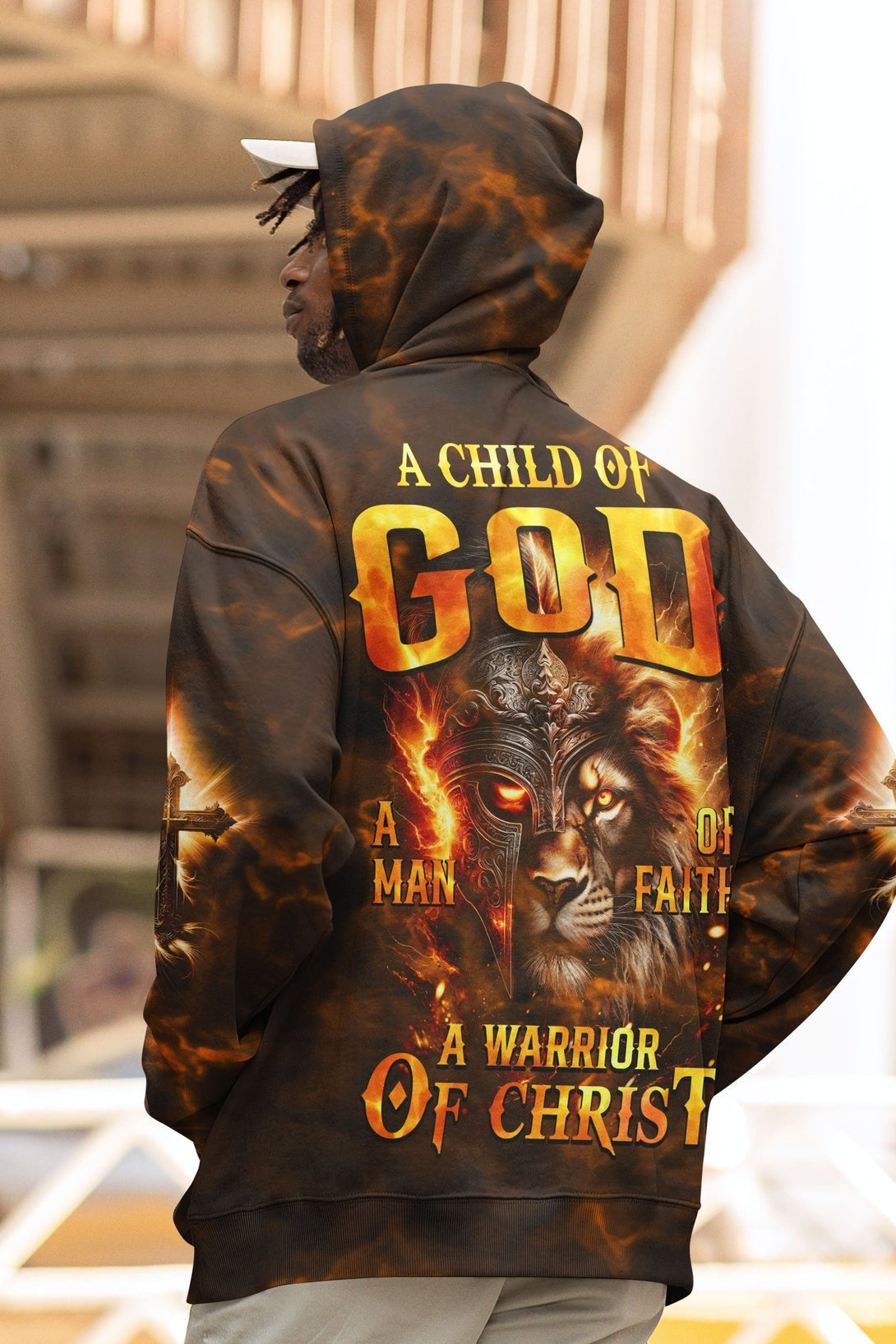 A Child Of God A Man Of Faith A Warrior Of Christ All Over Print Hoodie - Christ Color