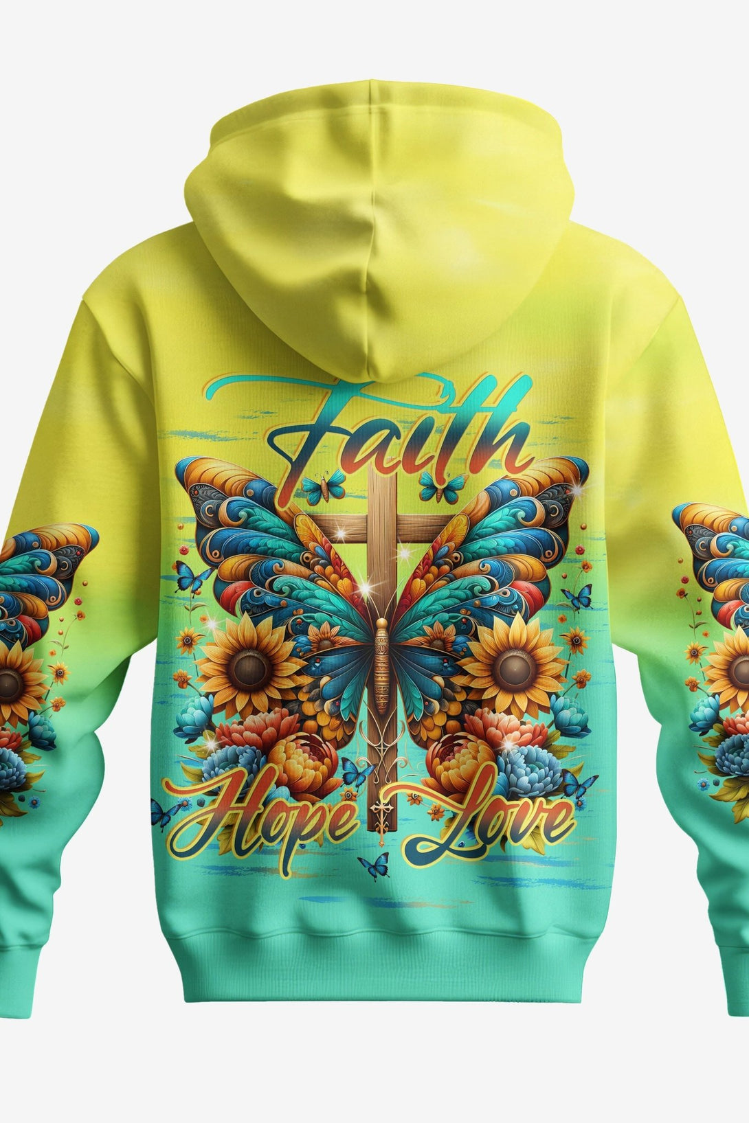 Faith Hope Love All Over Print Zip Hoodie - Christ Color