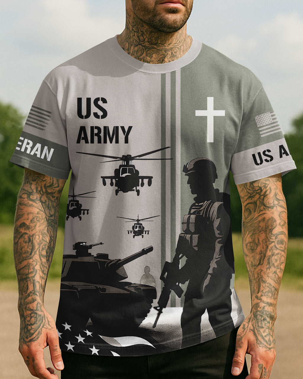 Army Built My Body All Over Print T-Shirt