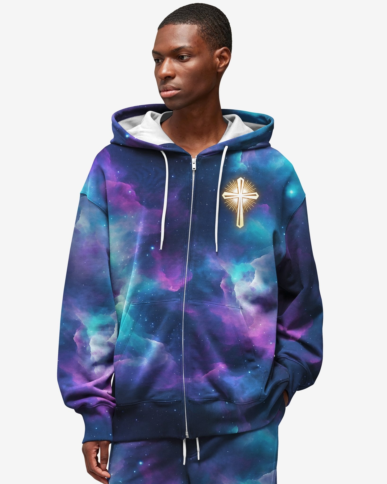 For We Walk By Faith Not By Sight All Over Print Zip Hoodie - Christ Color
