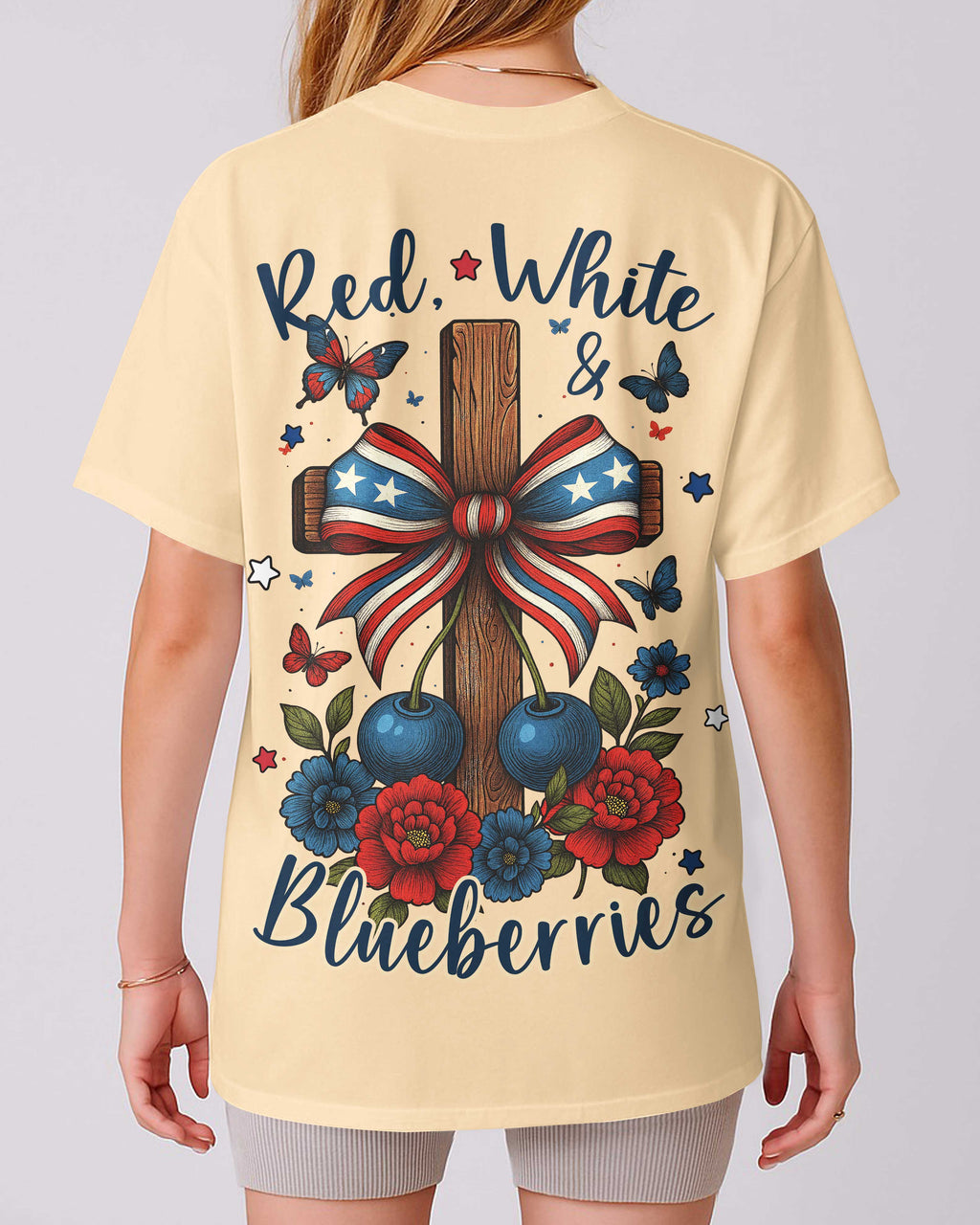 Red White And Blueberries All Over Print T-Shirt