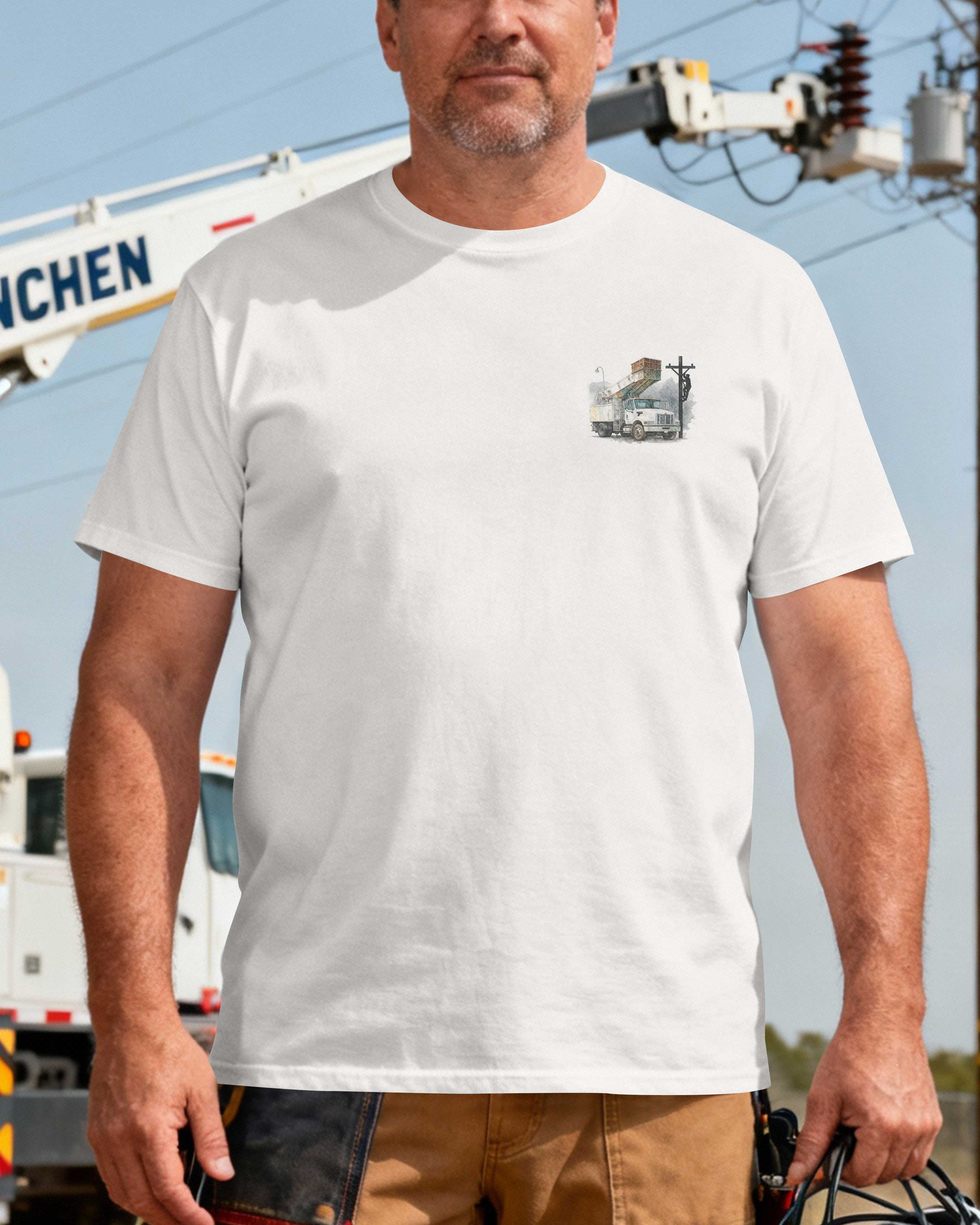 Protected By God Powered By Grit Serving As A Lineman T-Shirt