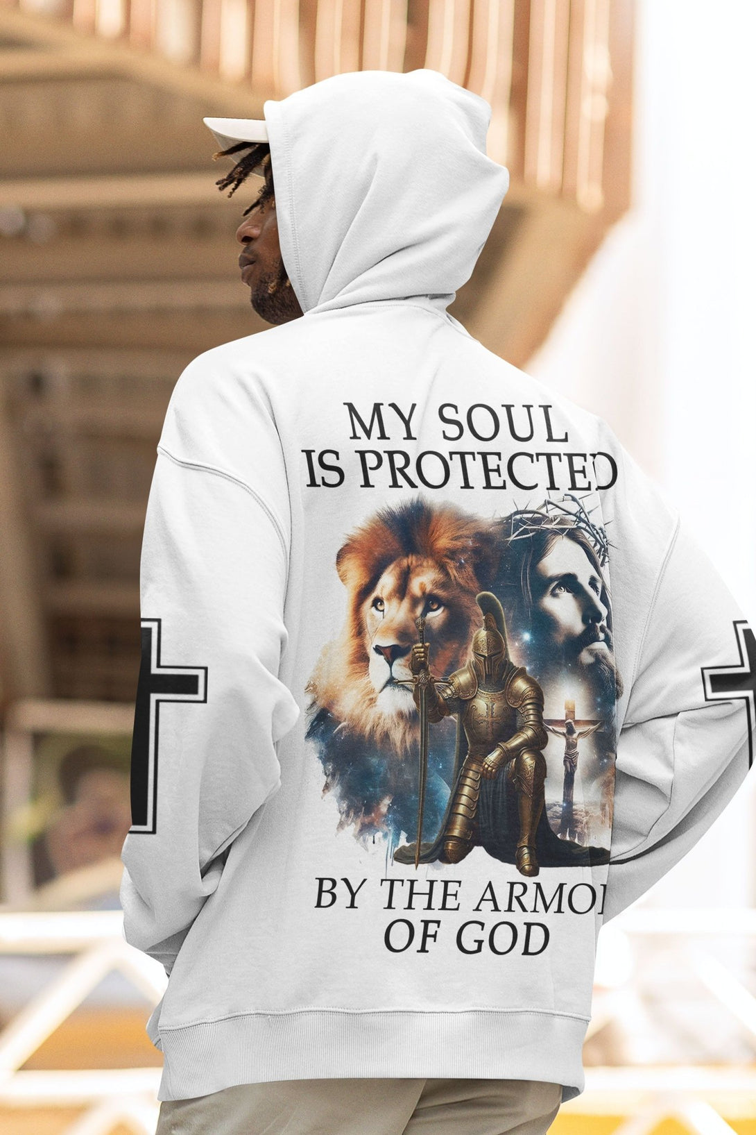 My Soul Is Protected By The Armor Of God All Over Print Hoodie - Christ Color