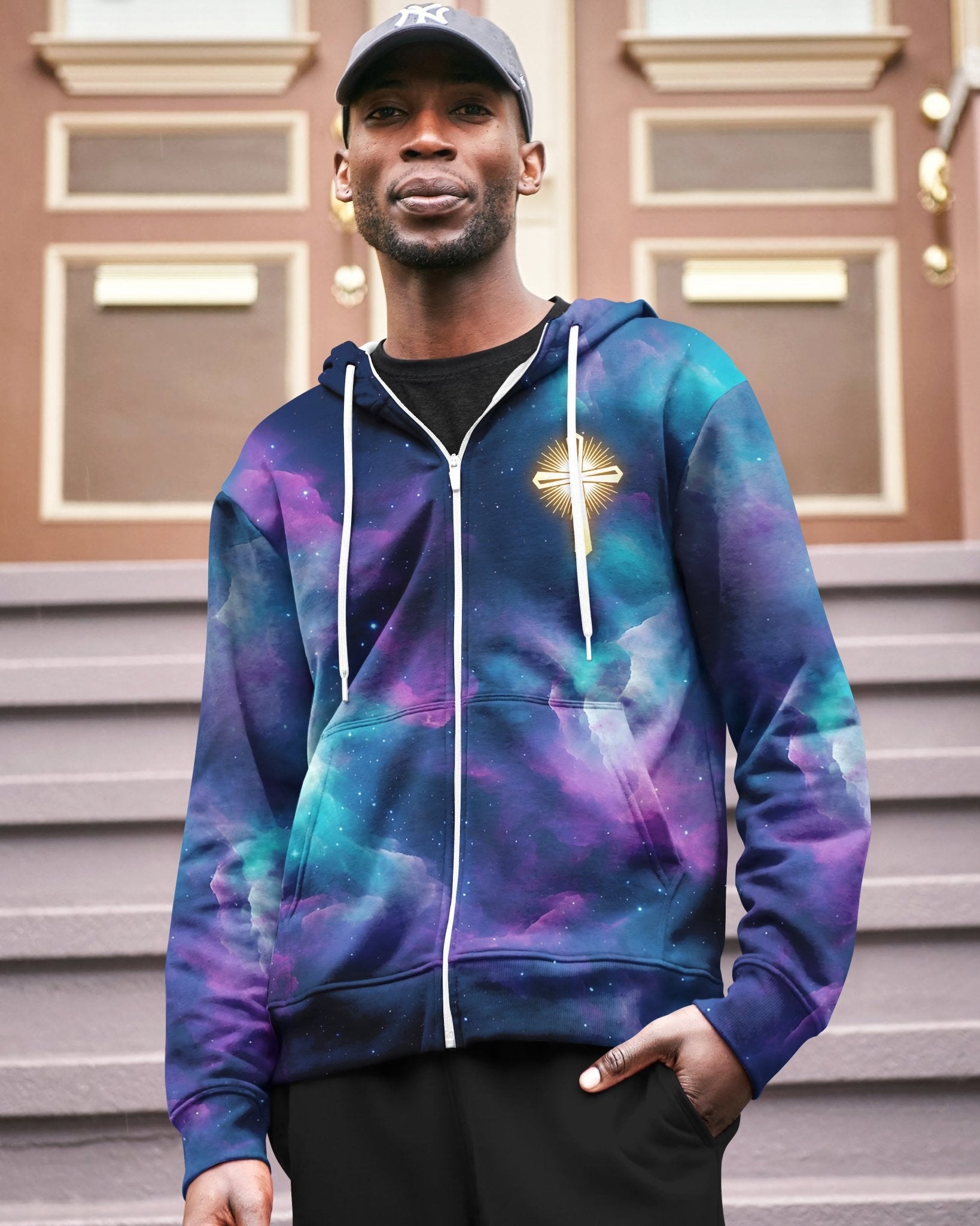 For We Walk By Faith Not By Sight All Over Print Zip Hoodie - Christ Color