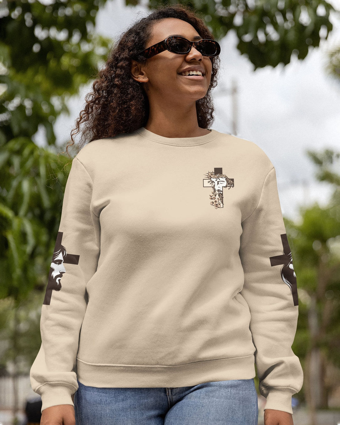 I Am His And He Is Mine All Over Print Sweater - Christ Color