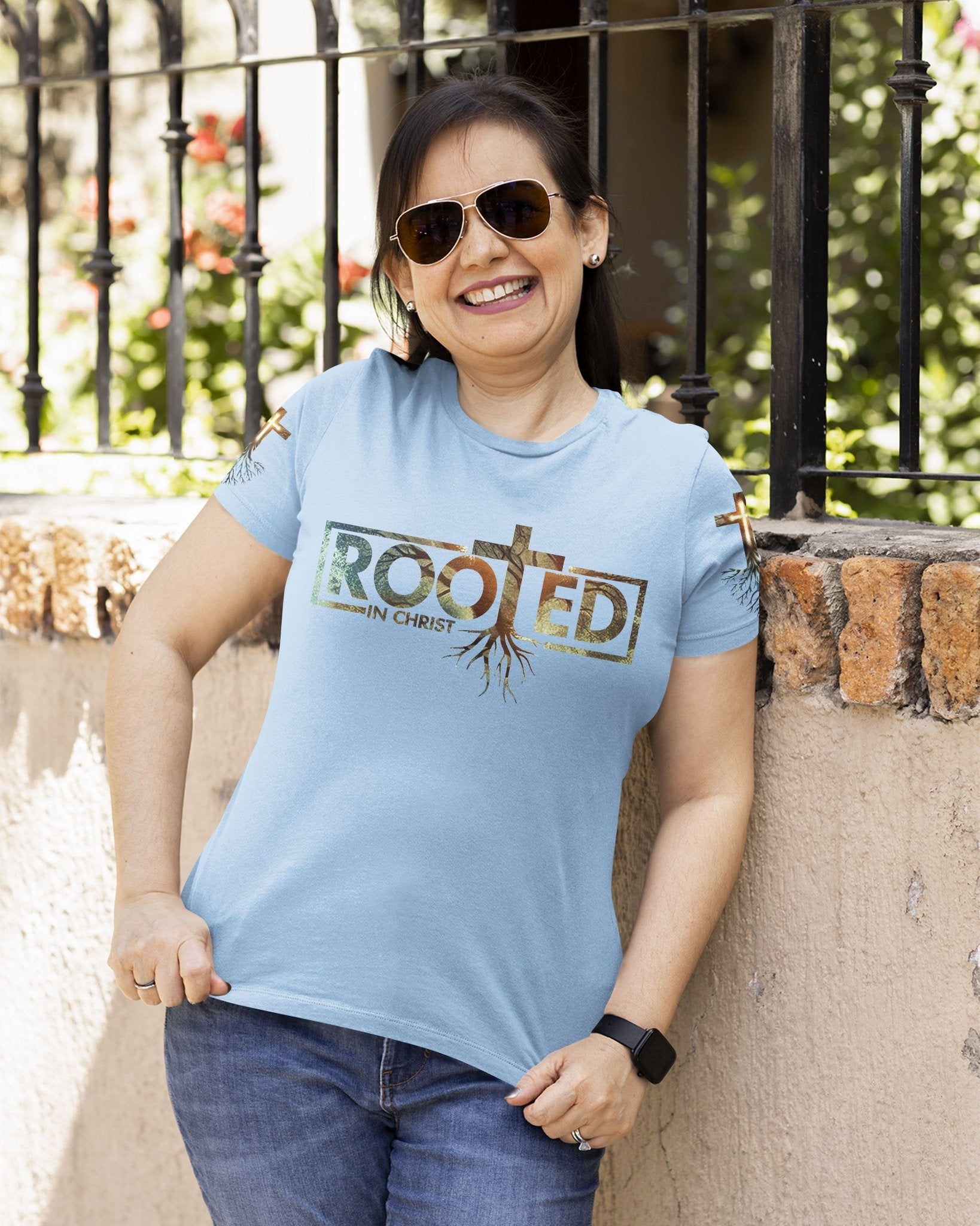 Woman Of Faith Rooted In Christ All Over Print T-shirt - Christ Color