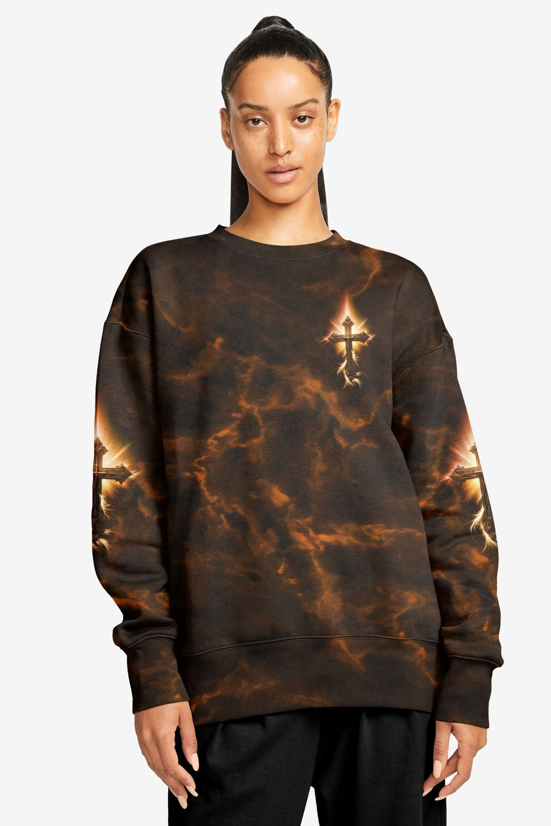 A Child Of God A Man Of Faith A Warrior Of Christ All Over Print Sweater - Christ Color