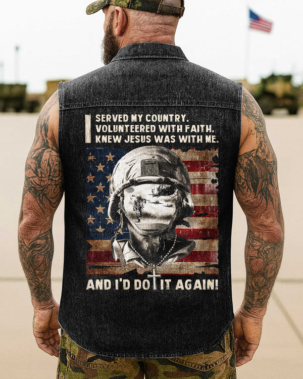 I Served My Country Denim Sleevesless Shirt