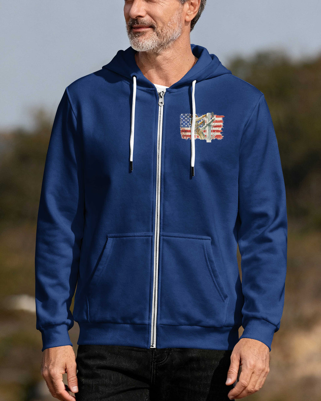 Retired Lineman Built By Grit Blessed By God Zip Hoodie