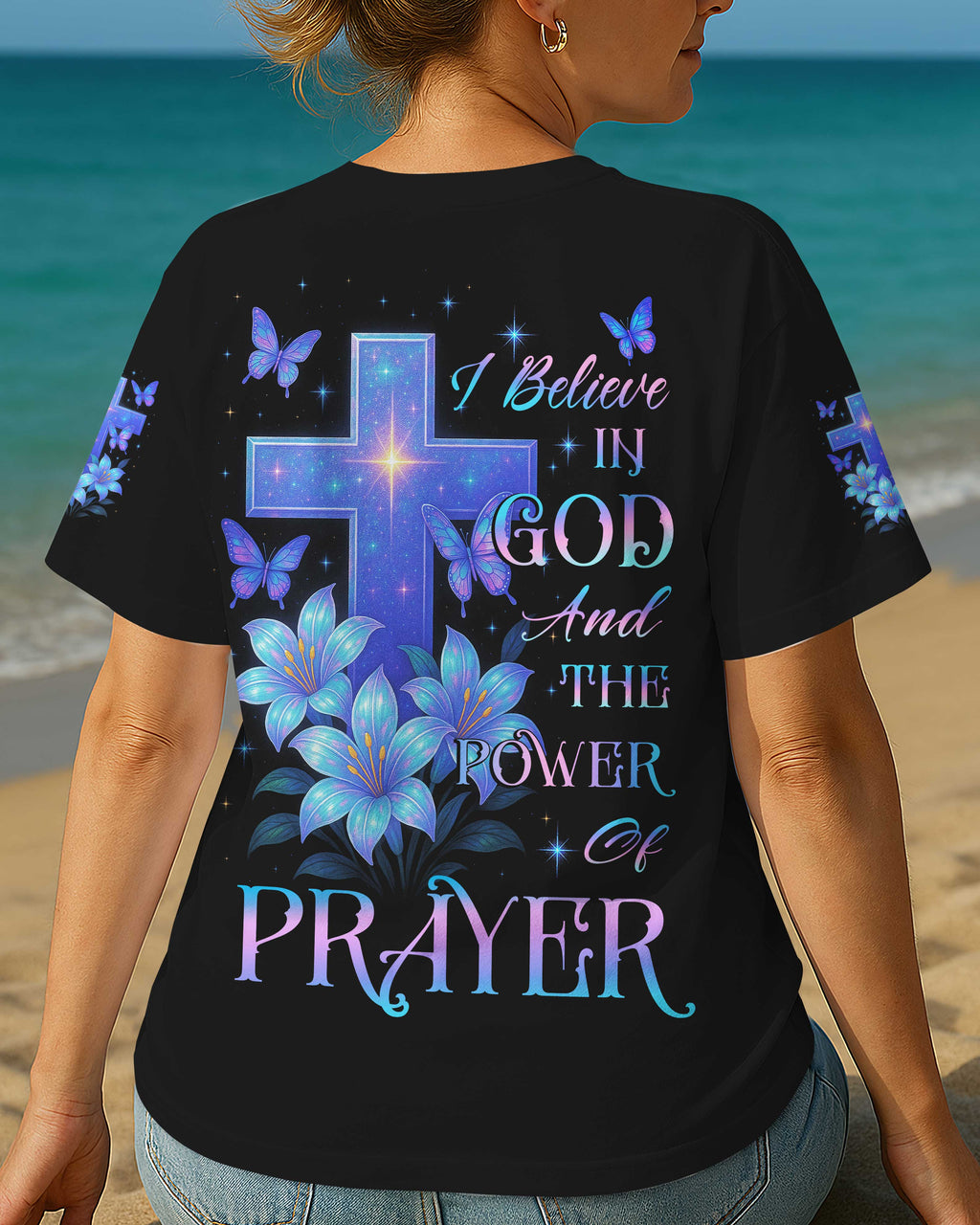 I Believe In God And The Power Of Prayer All Over Print T-Shirt
