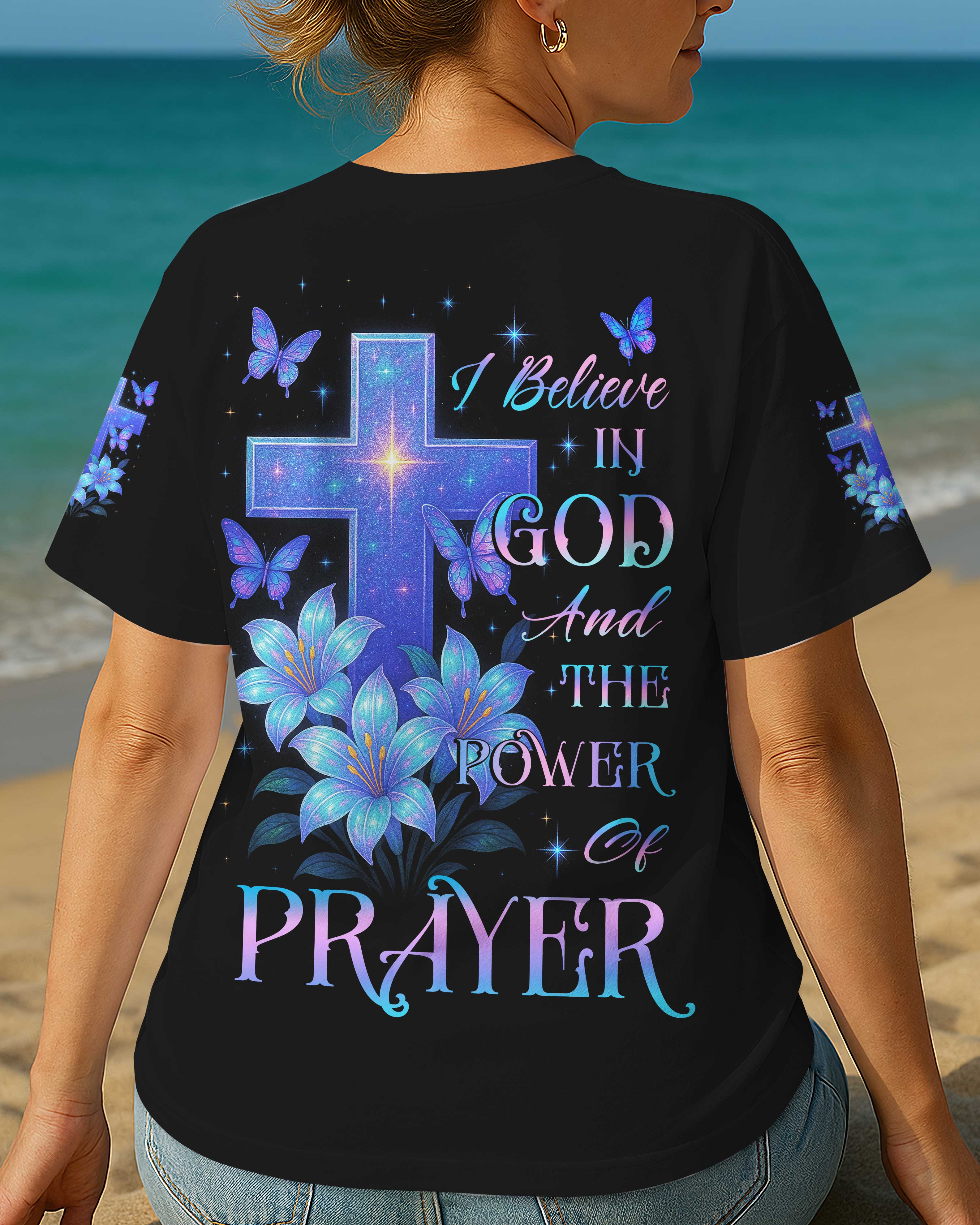 I Believe In God And The Power Of Prayer All Over Print T-Shirt