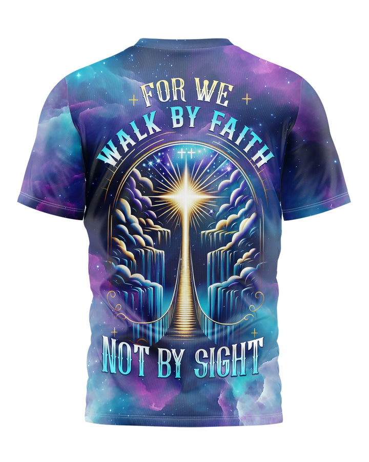 For We Walk By Faith Not By Sight All Over Print T-shirt - Christ Color
