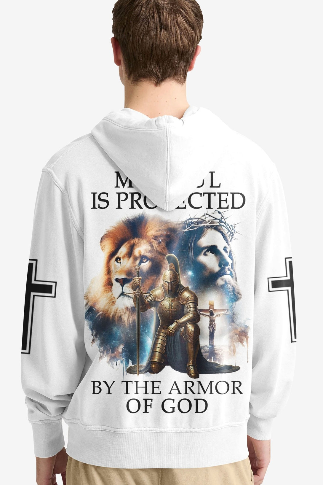 My Soul Is Protected By The Armor Of God All Over Print Hoodie - Christ Color